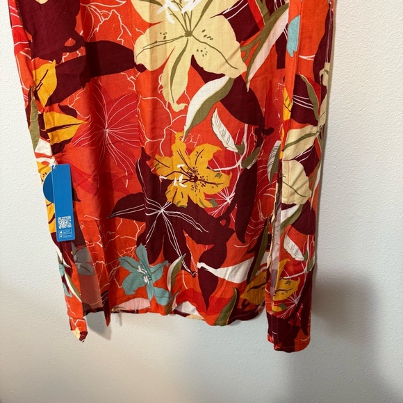 Cupshe Orange Floral Shift Midi Dress w Tie Shoulders and Slits Women’s XS New - Picture 7 of 7